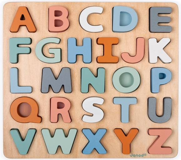 Wooden Alphabet Puzzle with Chalkboard JANOD