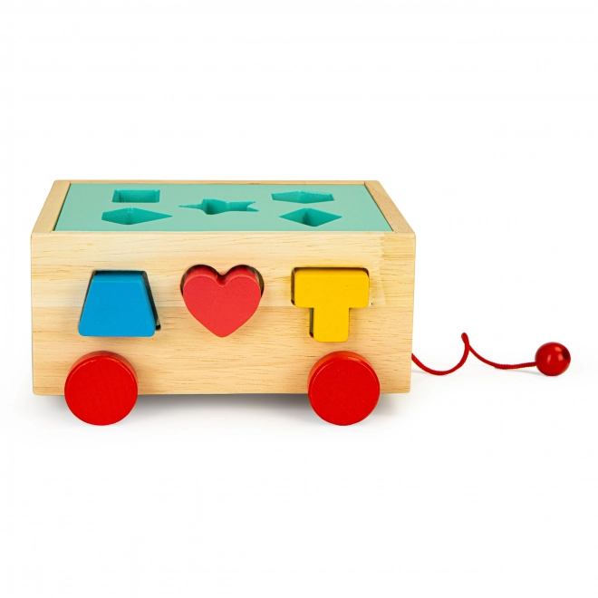 Houten karretje voor vormensortering met blokken - educatieve blok voor kinderen