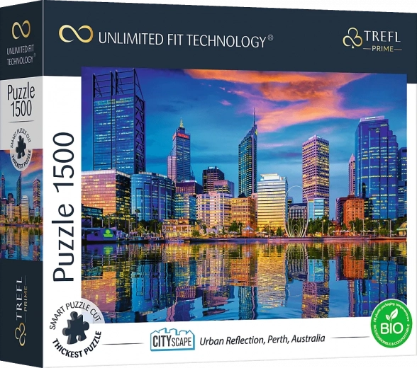 Puzzle TREFL UFT Cityscape – weerspiegeling van de stad Perth, Australië, 1500 stukjes