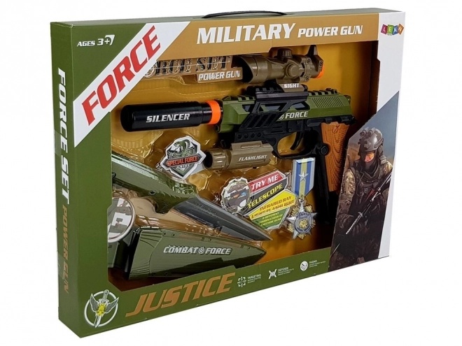 Militaire Set Pistool Geweer Mes Medaille Doel Geluid