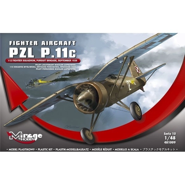 Plastic model vliegtuig PZL P.11c van Mirage Hobby in schaal 1:48