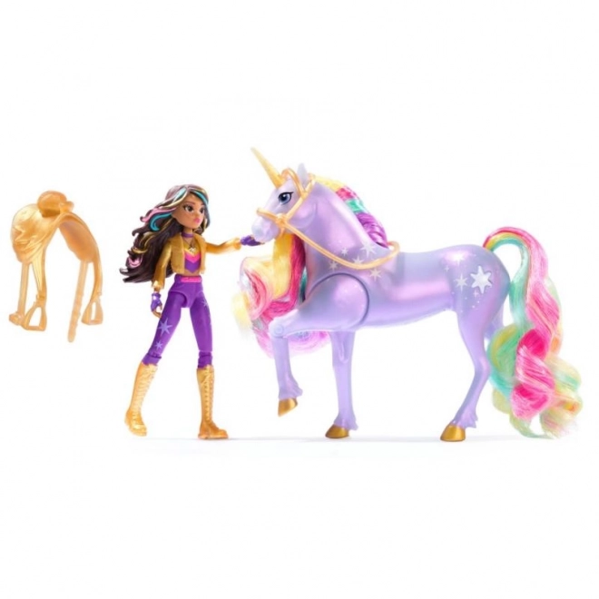 Lichtgevende eenhoorn en figuur Sophia & Wildstar