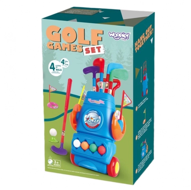 Kinder golfset met kar op wieltjes Woopie