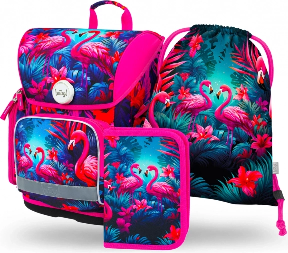 BAAGL Ergo Flamingo schoolset – schooltas, etui en zak