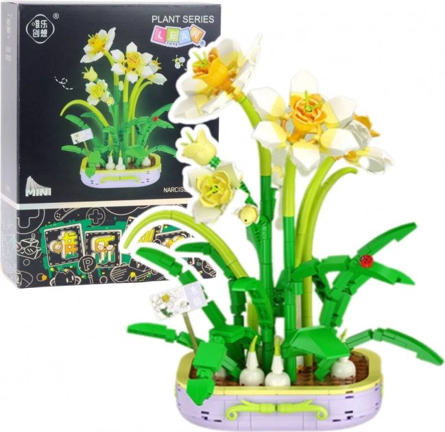 Construction Set Flower Daffodil Yellow and White 623 pieces