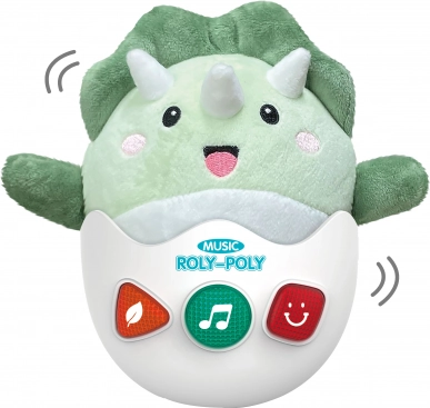 Rollender Plüsch-Dinosaurier mit Licht- und Soundeffekten 20 cm
