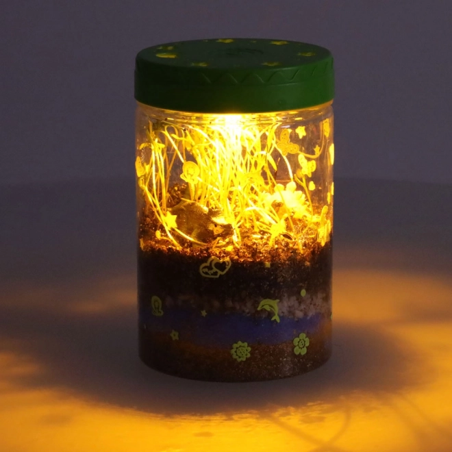 Terrarium for Growing Plants with LED Lamp and Dinosaurs
