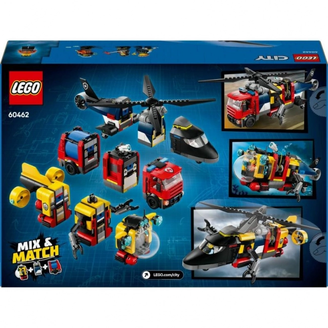 LEGOae City 60462 Remix: Hélicoptère, camion de pompiers et sous-marin