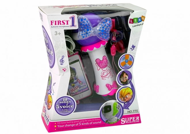Kinder karaoke microfoon met MP3 en kleurrijke strik