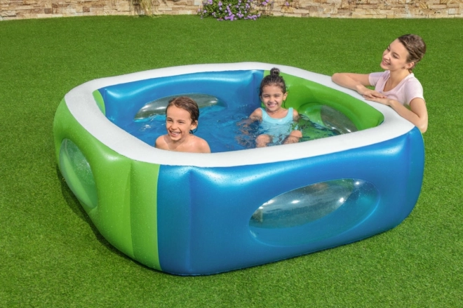 Piscine gonflable avec fenêtres pour enfants - 168 cm x 168 cm x 56 cm