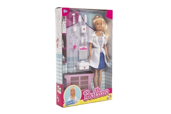 Pop dokter plastic 30cm met accessoires in doos 20x33x5cm