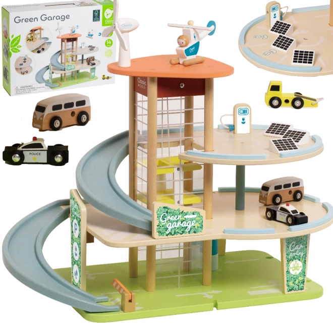 Houten drie verdiepingen tellende garage XL met lift Eko Strefa van Classic World