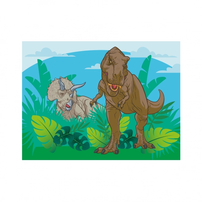 Blokjes kubus Jurassic wereld hout 12 stuks in doosje 22x18x4cm