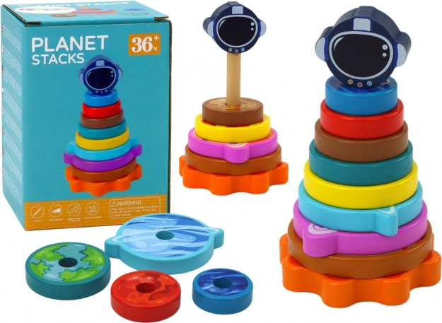 Wooden Stacking Planet Pyramid – Educational Toy