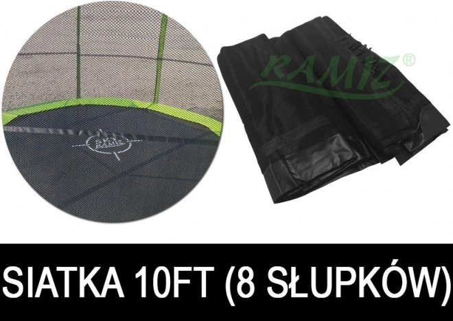 Filet de protection pour trampoline SKYRAMIZ 305 cm (10 ft), 8 poteaux, noir