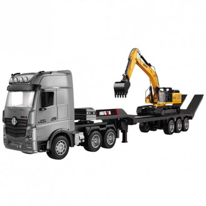 Remotely Controlled Truck with Trailer and Excavator Huina 1:18