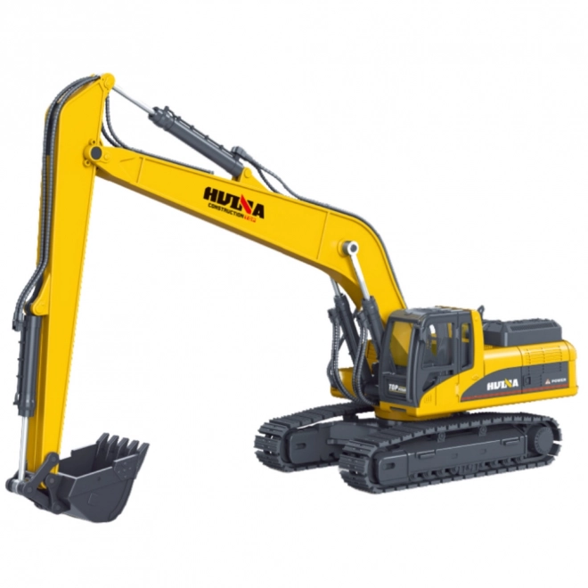 Huina 1:50 gelber Metallraupenbagger mit beweglichem Arm