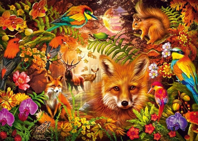 Puzzle Fleurs, Fourrure et Plumes 1000 pièces