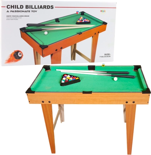 Mini-Billardtisch aus Holz mit Kugel-Set, Queues, Dreieck und Kreide