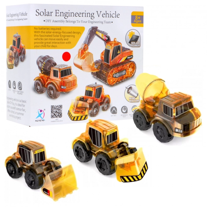 Educatief pakket van zonne-energie aangedreven bouwvoertuigen 3 in 1 voor kinderen Graafmachine Betonmixer Bulldozer