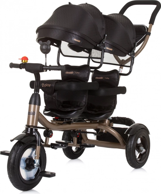 CHIPOLINO Tricycle for twins 2Play Obsidian – gold
