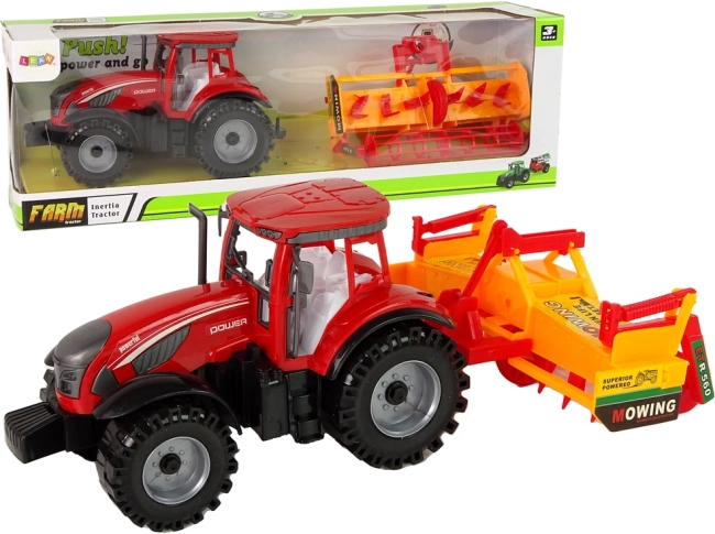 Tracteur avec cultivateur à propulsion par volant d’inertie – rouge