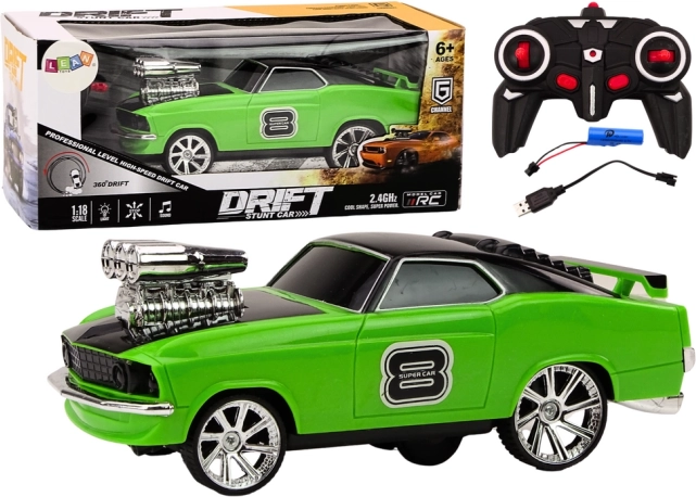 RC-driftauto 1:18 met licht en geluid – groen