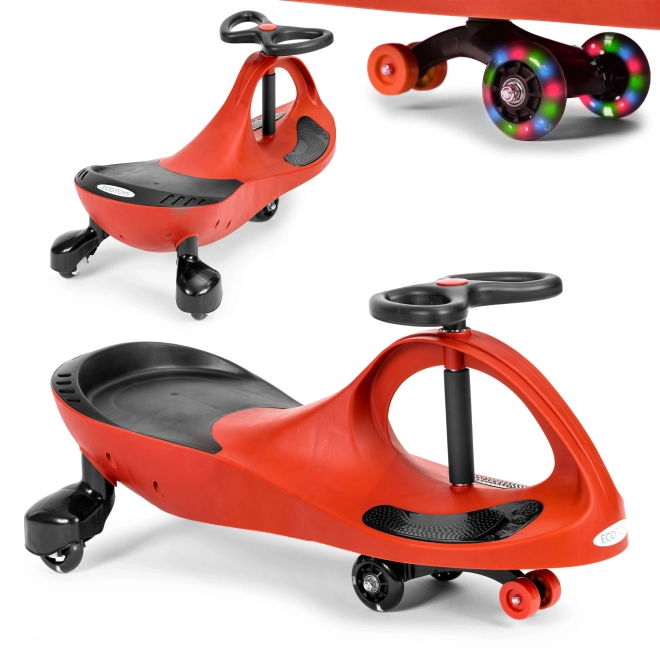 Ride-On Wiggle Car with LED Wheels by Ecotoys - Red