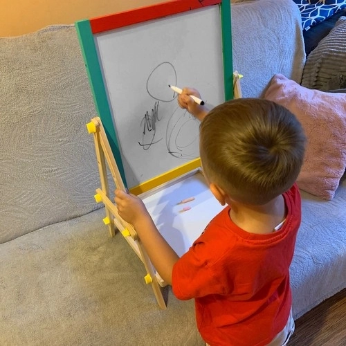 Houten tweezijdig bord voor kinderen