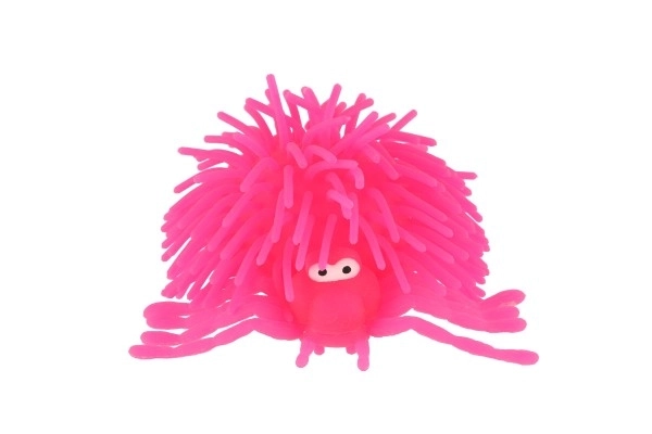 Boule anti-stress araignée silicone compressible 10cm à piles avec lumière 6 couleurs en sachet 16 pièces en boîte