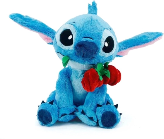 Peluche Disney Stitch avec rose 25 cm