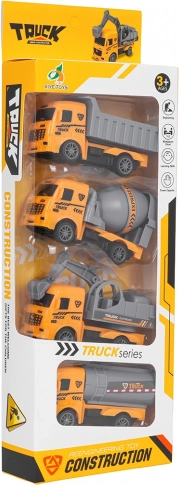Set bouwvoertuigjes voor kinderen – betonmixer, kipper, graafmachine en tankwagen