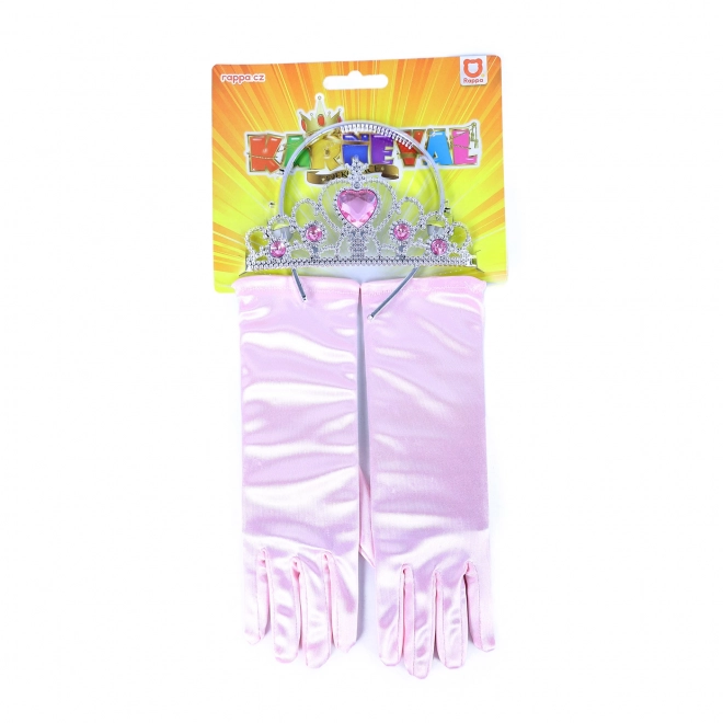 Prinsessenset roze handschoenen en kroon