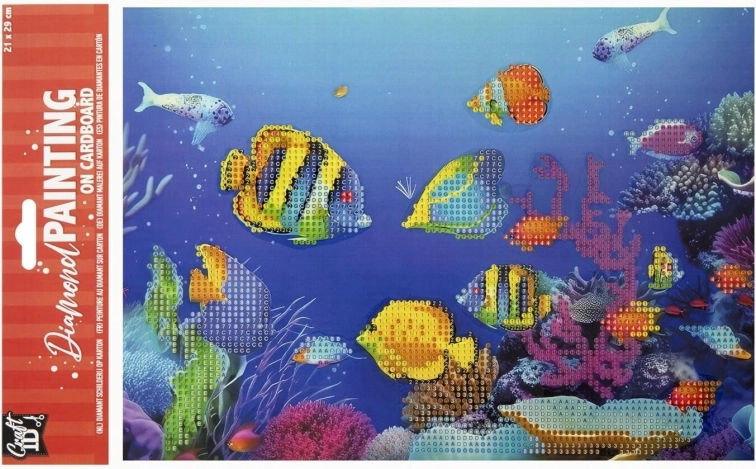 Diamantschilderen op bord Vissies 29 × 21 cm