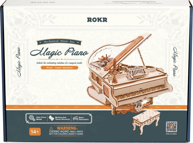 RoboTime 3D Houten mechanische puzzel Magische piano (elektrische aandrijving)