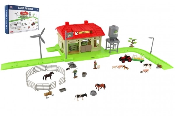 Set van boerderij thuis met dieren en tractor