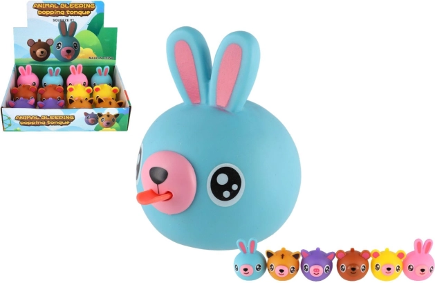 Squeaky Rubber Animal with Tongue 6 cm