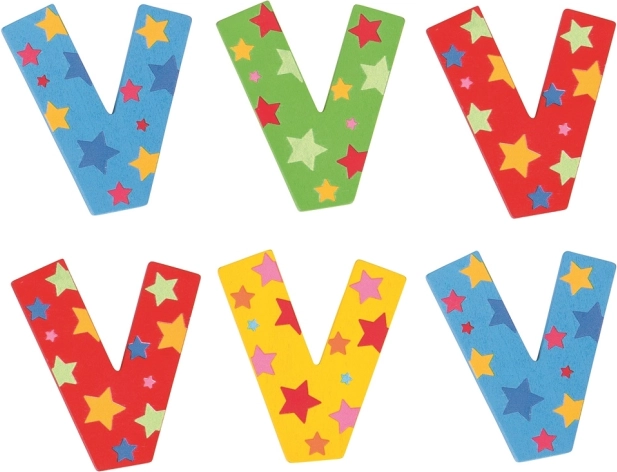Wooden Letter V with Stars – Bigjigs Toys