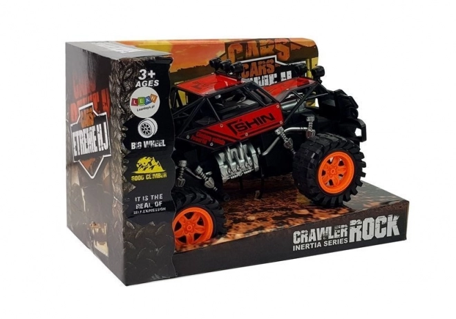 Terrein auto met opwindmechanisme rood