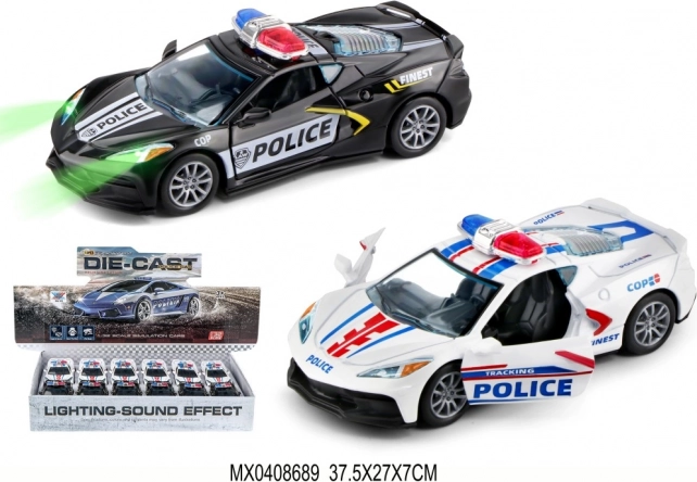 Metal Police Toy Car 1:32 with Lights and Pull-Back