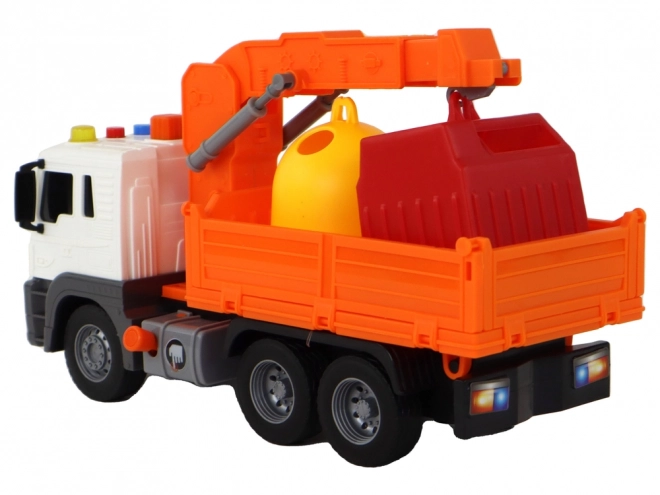 Camion poubelle avec grue Entrée de friction Orange 1:16
