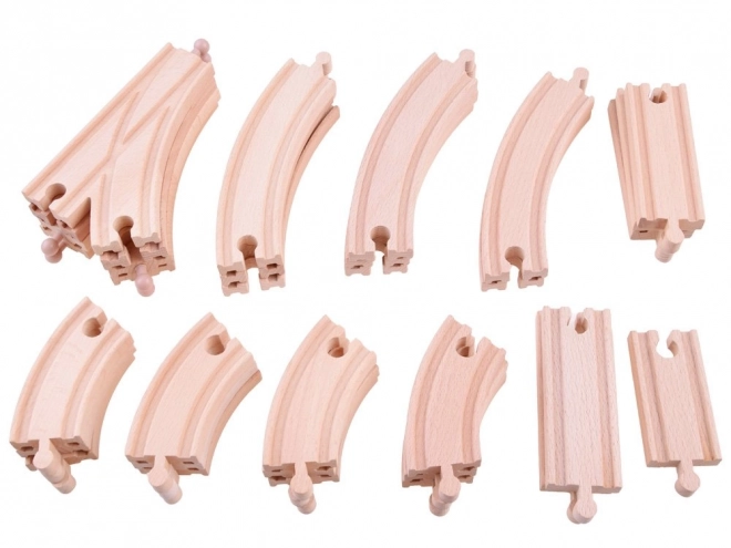 Grote set houten treinbaan met batterij-aangedreven locomotief