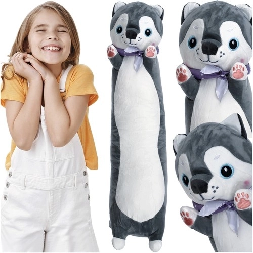 Plush Husky Dog 70 cm KRUZZEL – long cuddly toy and pillow
