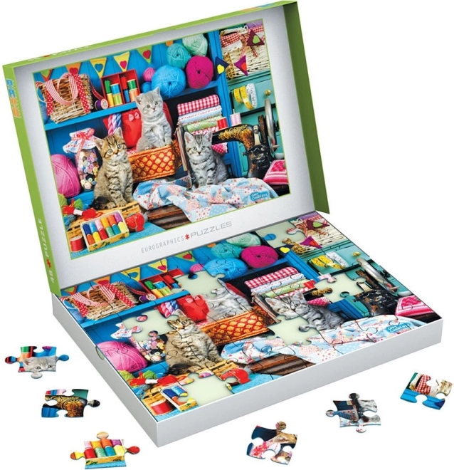 Puzzle EUROGRAPHICS Connecting Pieces Kattenbreiwerk 48 stukjes