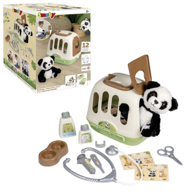 Veterinair uitrusting met panda en transportbox 2-in-1