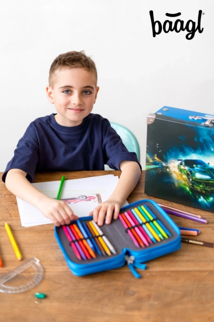 BAAGL School etui met drie lagen Raceauto