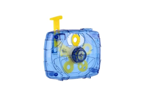 Bublifuk camera mechanisch 9x9cm met inhoud plastic op kaart