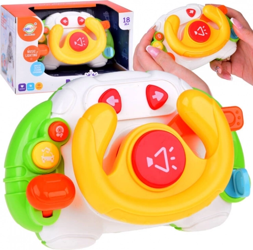 interactive kids’ steering wheel with lights and sounds