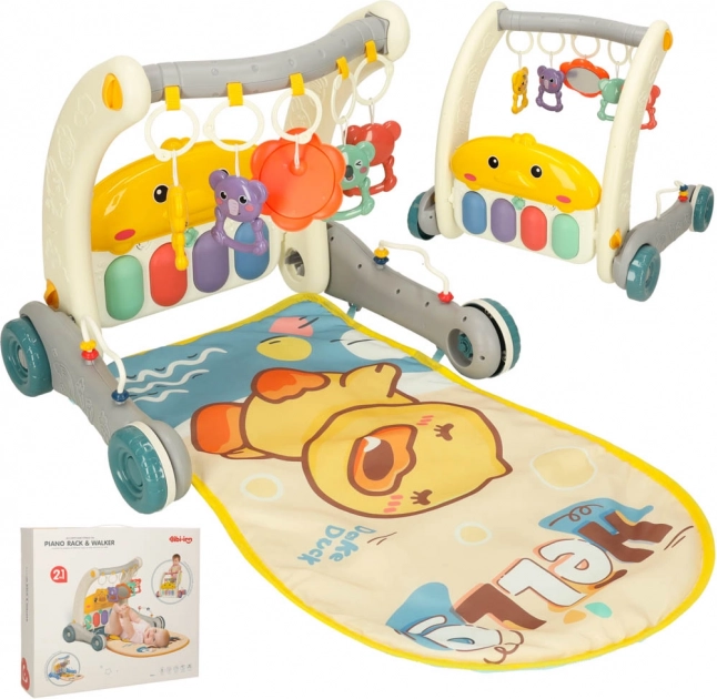 Educatieve 2-in-1 speelmat en loopwagen met pianootje Bibi-inn – Grijs