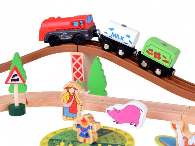 Houten Treinset Boerderij voor Kinderen